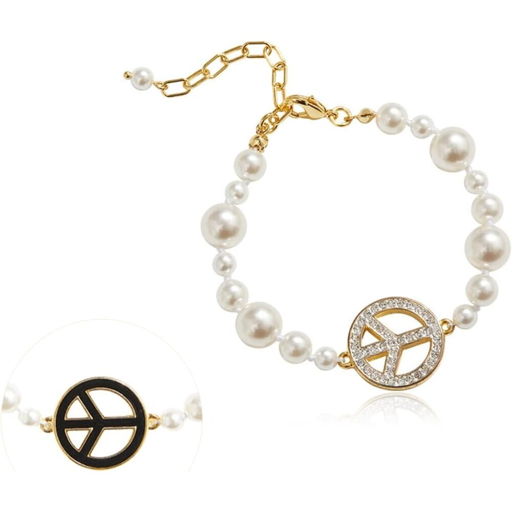 Elegant Reversible Peace Bracelet for Women - Pearl & Cubic Zirconia Charm